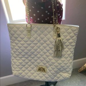 Juicy Couture White Quilted Tote Bag